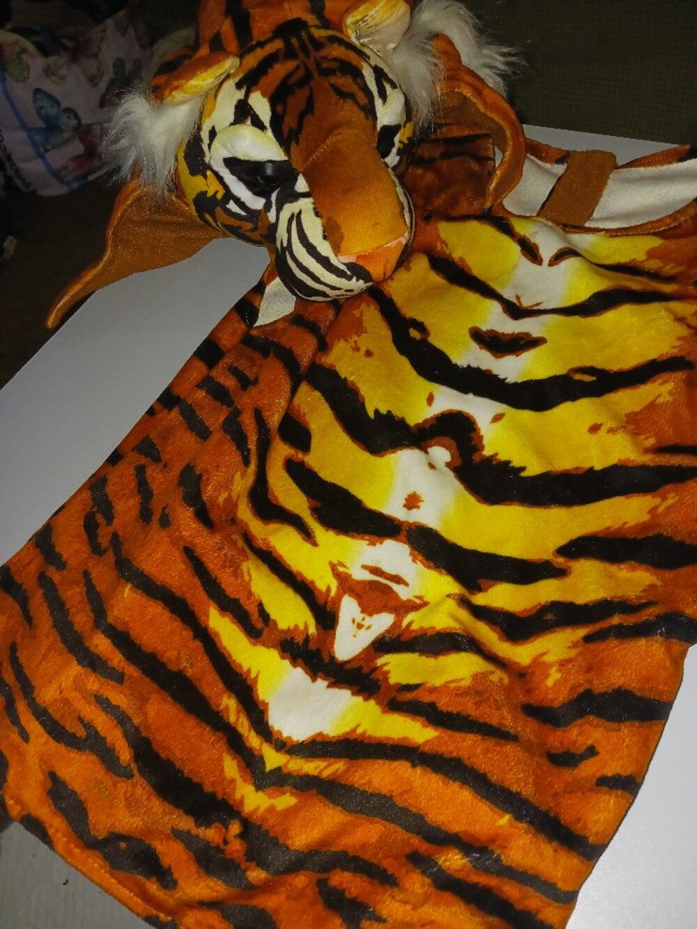 Tiger Costume Top With Hood Mask Kids Size 7/8 Halloween